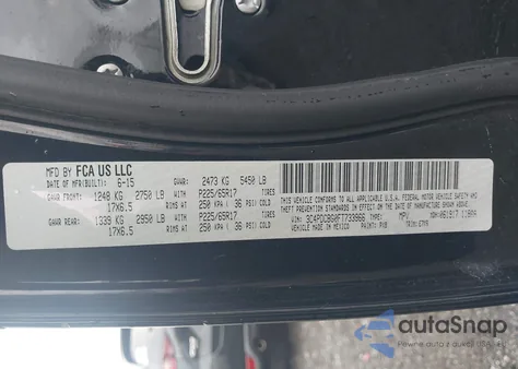 2015 Dodge Journey Sxt из США, поврежденный, VIN 3C4PDCBG0FT733966